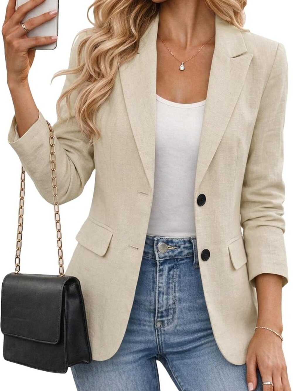 Lightweight Summer Linen Blazer for Women | Breathable Long Sleeve Business